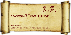 Korcsmáros Piusz névjegykártya
